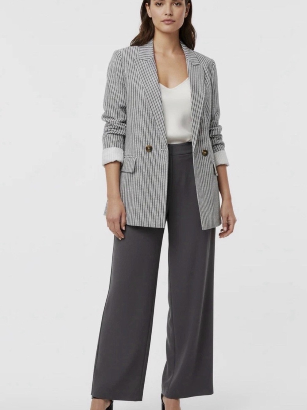 Zara Oversize Striped Blazer White Black Size Large